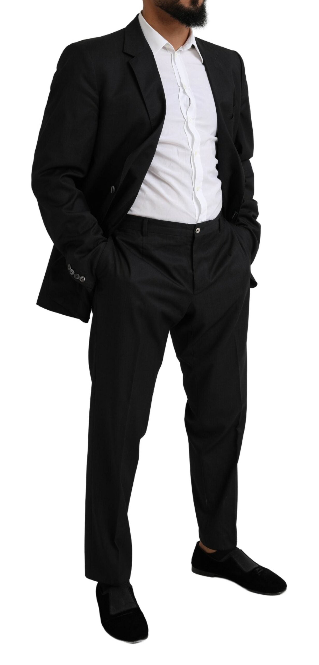 Elegante traje Martini de lana virgen negra