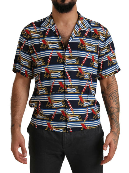 Camisa casual elegante de seda multicolor