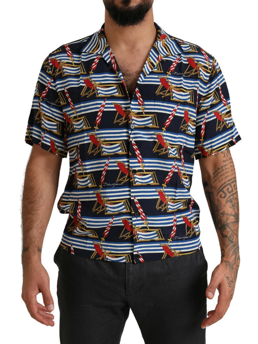 Camisa casual elegante de seda multicolor