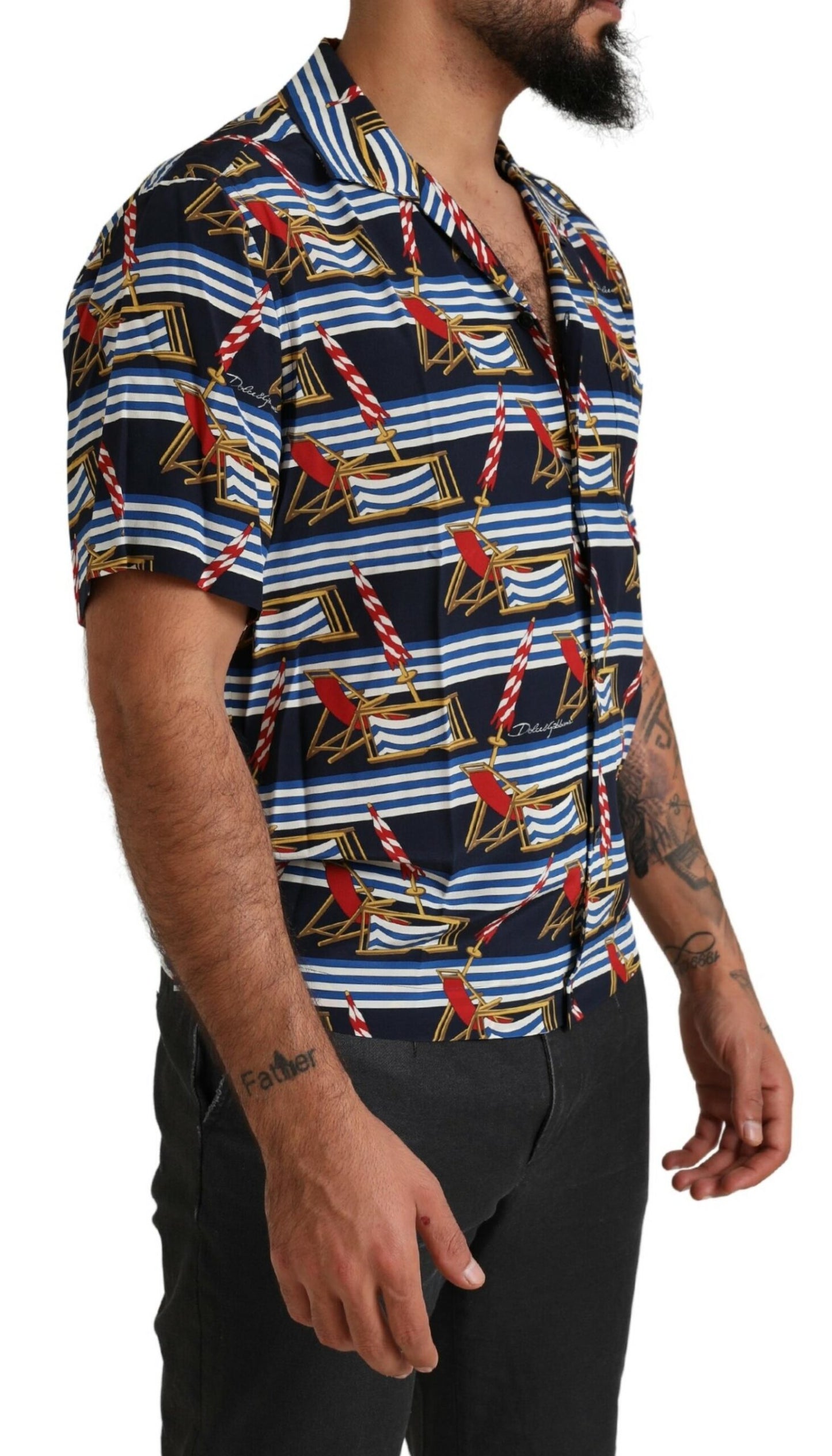 Camisa casual elegante de seda multicolor
