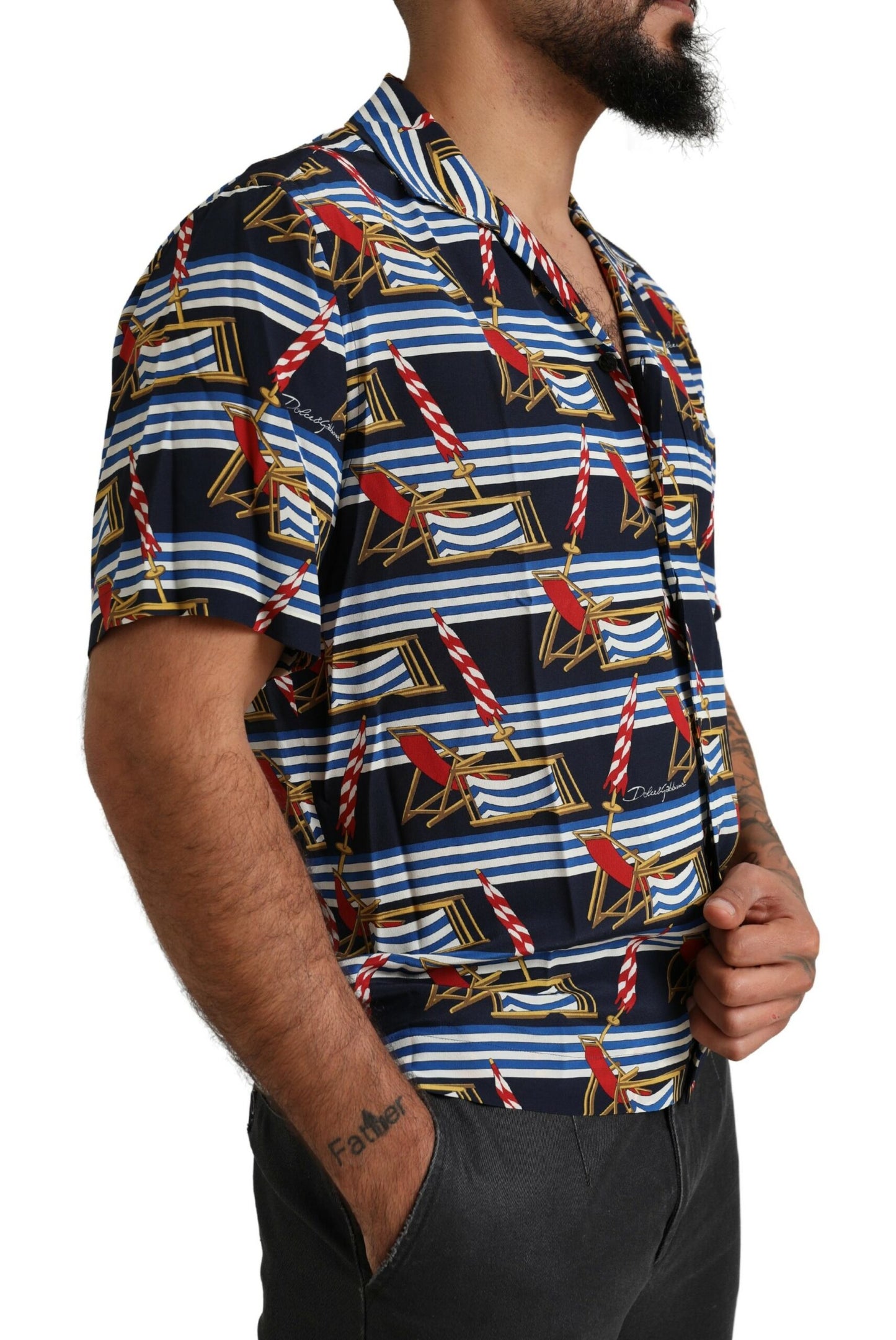 Camisa casual elegante de seda multicolor