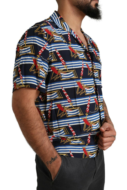 Camisa casual elegante de seda multicolor