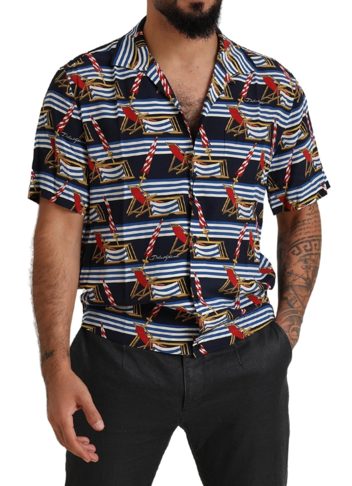 Camisa casual elegante de seda multicolor