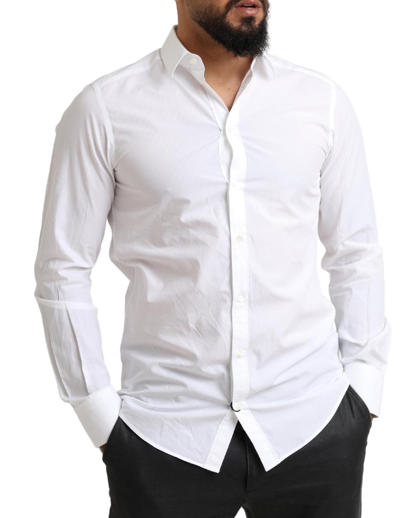 Camisa elegante de algodón blanco estilo Martini