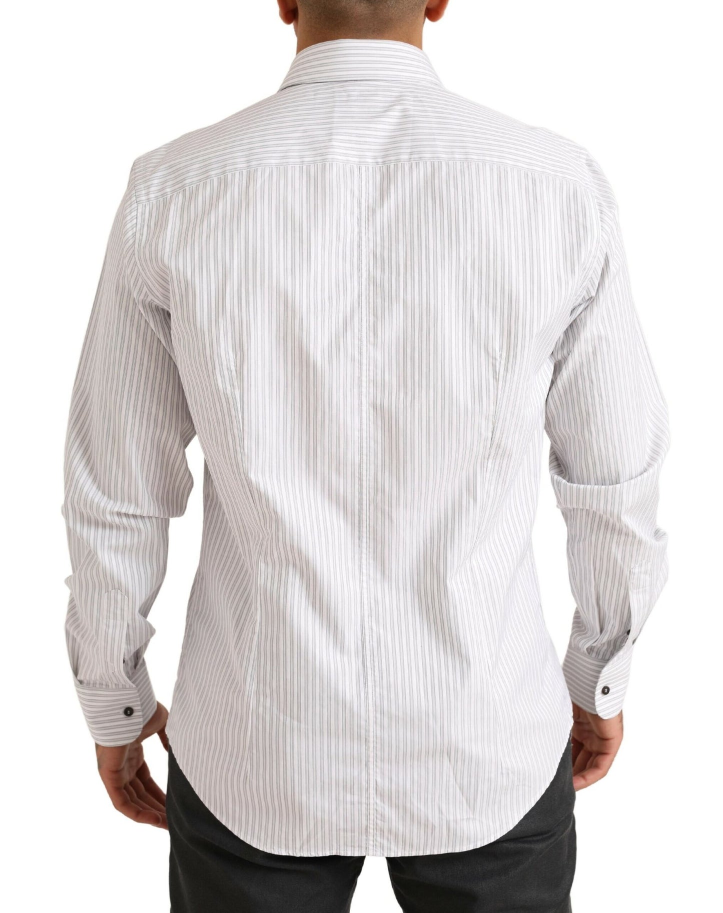 Camisa elegante de algodón a rayas blancas