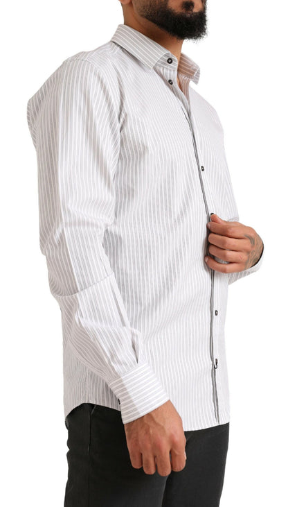 Camisa elegante de algodón a rayas blancas