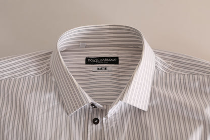 Camisa elegante de algodón a rayas blancas