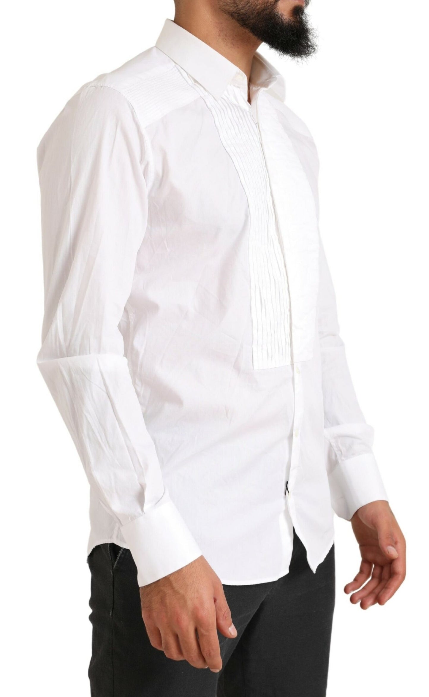 Camisa de vestir elegante de algodón blanca de corte entallado