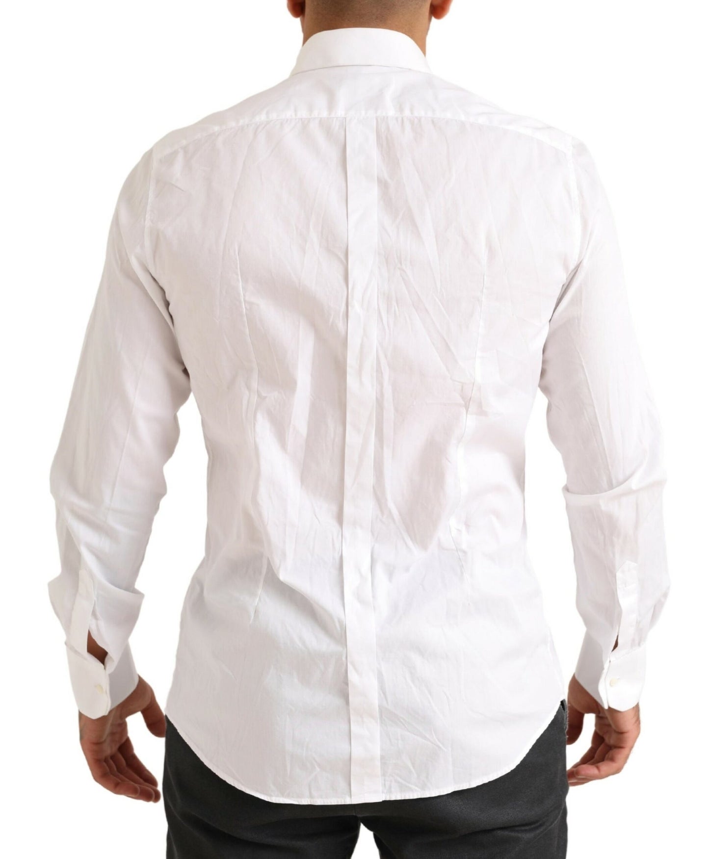 Camisa de vestir elegante de algodón blanca de corte entallado