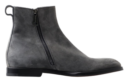 Elegantes botas Chelsea de piel gris