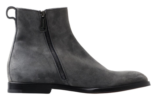 Elegantes botas Chelsea de piel gris