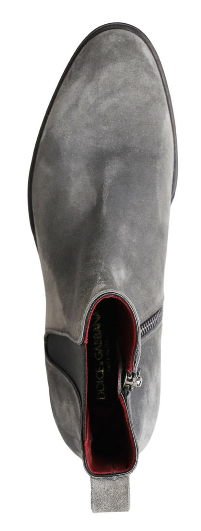 Elegantes botas Chelsea de piel gris