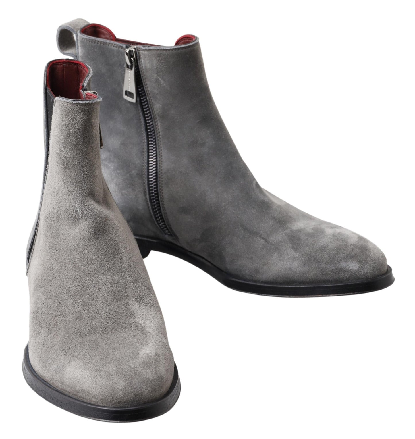 Elegantes botas Chelsea de piel gris