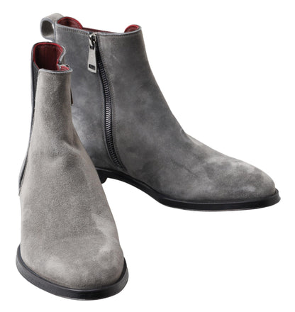 Elegantes botas Chelsea de piel gris