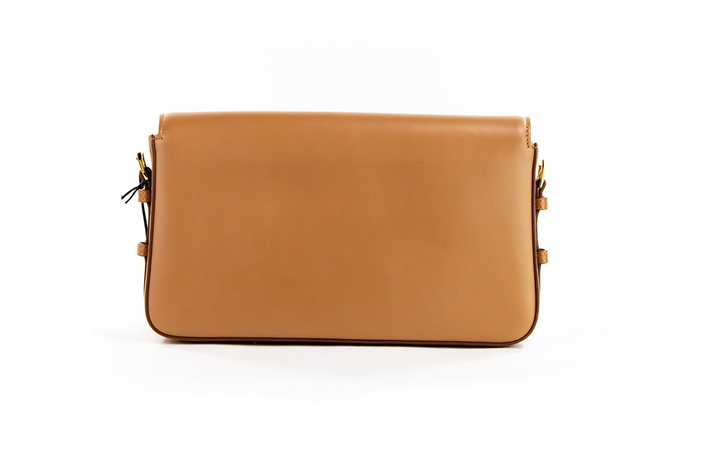 Bolso de mano Grace pequeño color nuez moscada de piel lisa con solapa y bandolera