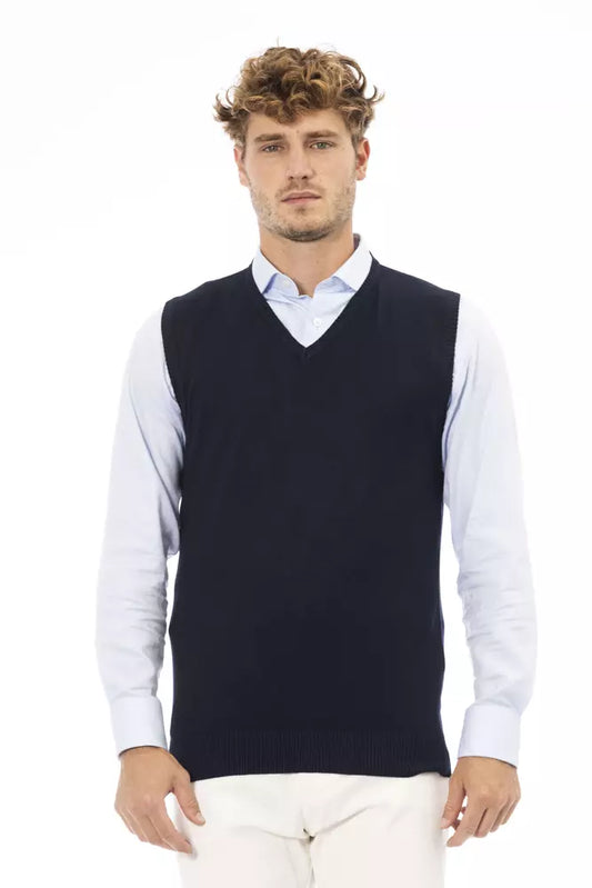 Chaleco de viscosa azul para hombre