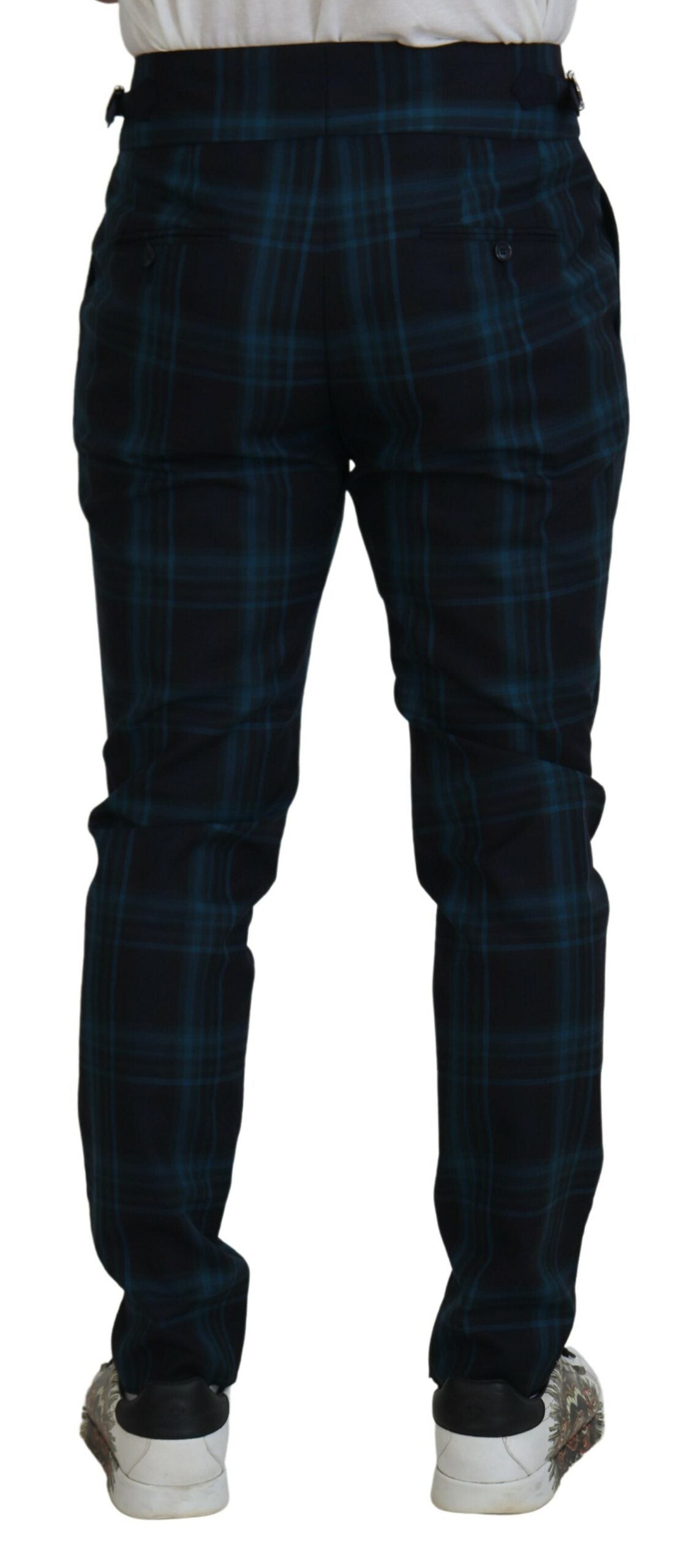 Elegantes pantalones de vestir de lana a cuadros