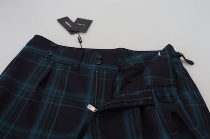 Elegantes pantalones de vestir de lana a cuadros