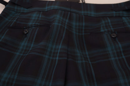 Elegantes pantalones de vestir de lana a cuadros