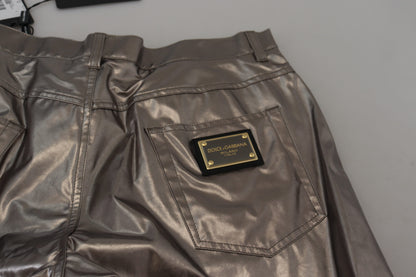 Pantalones casuales plateados metalizados