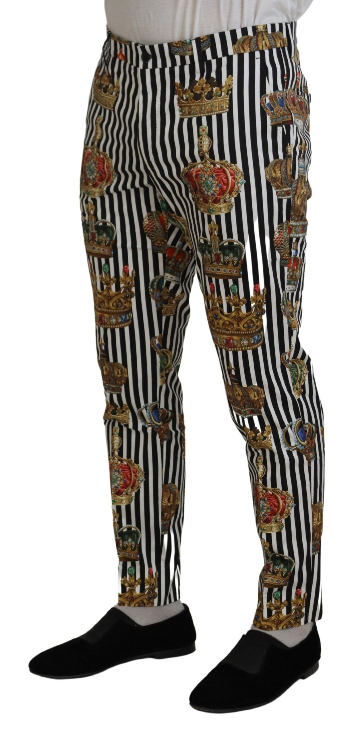Elegantes pantalones chinos con rayas de corona dorada