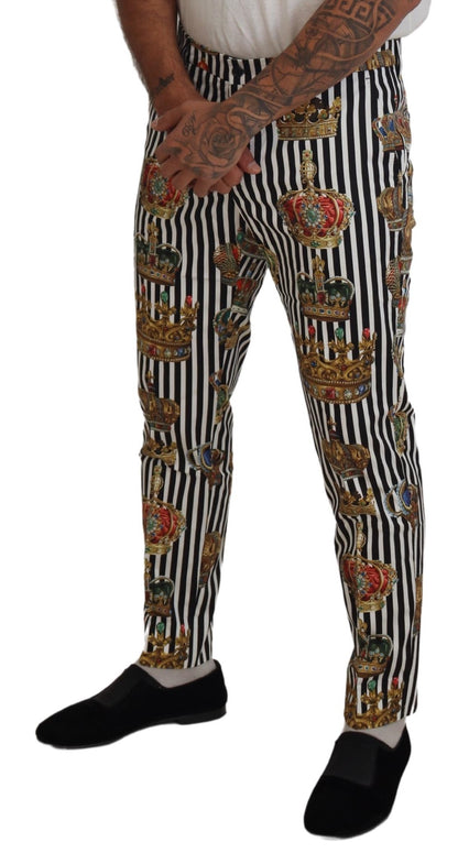 Elegantes pantalones chinos con rayas de corona dorada