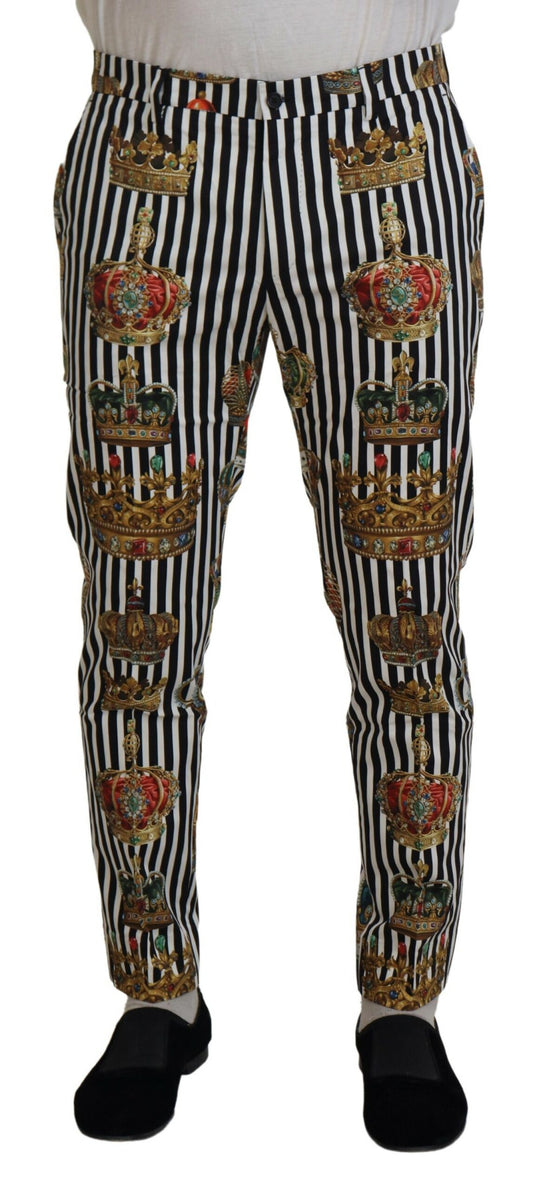 Elegantes pantalones chinos con rayas de corona dorada