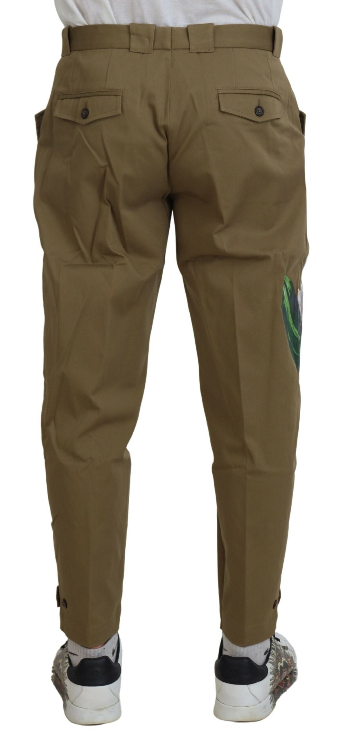 Exquisitos pantalones chinos beige con estampado floral