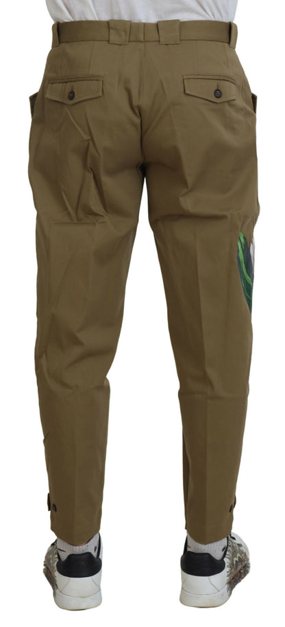 Exquisitos pantalones chinos beige con estampado floral