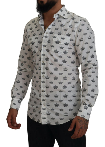 Camisa de vestir ajustada con estampado de corona