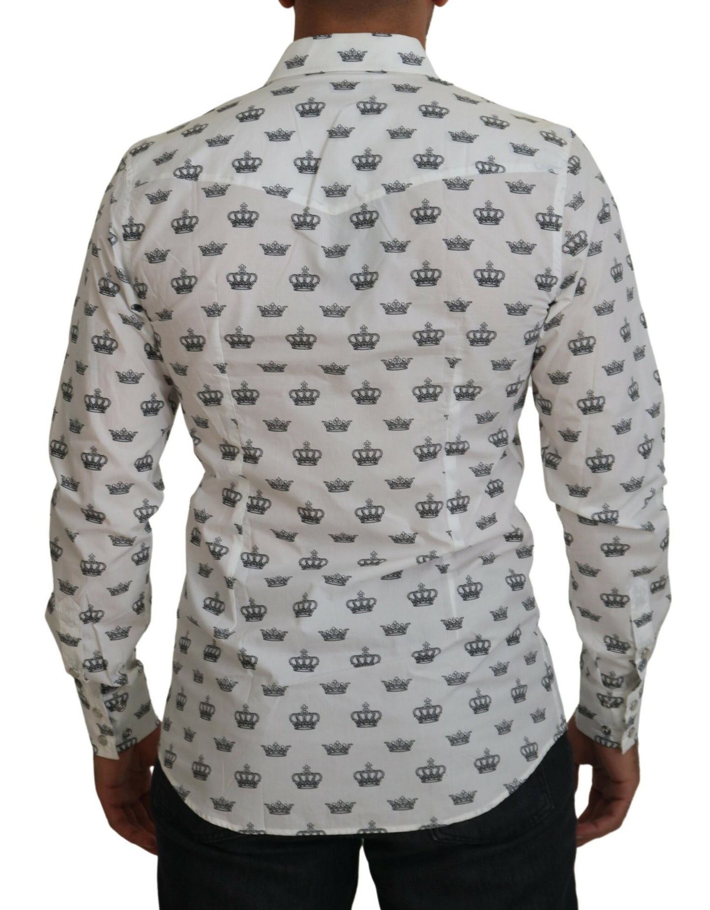 Camisa de vestir ajustada con estampado de corona