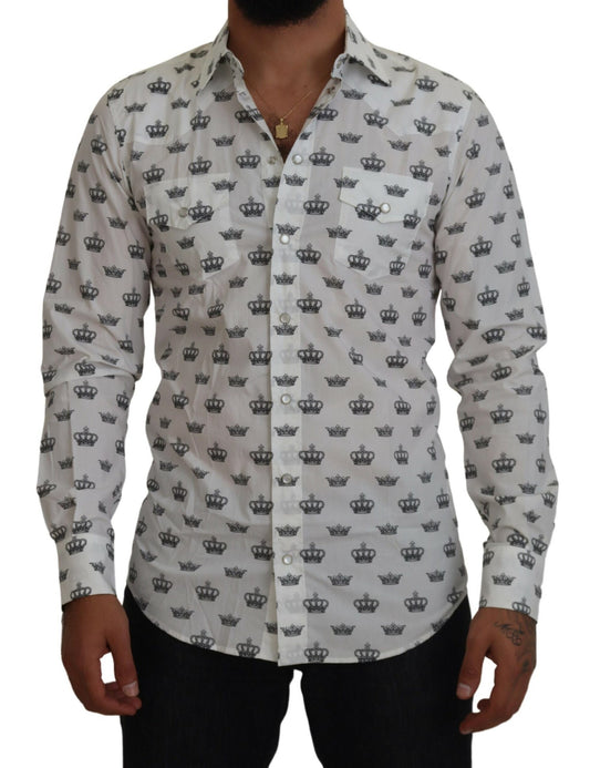 Camisa de vestir ajustada con estampado de corona
