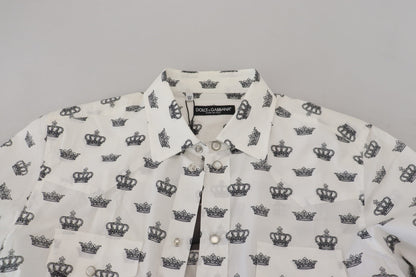 Camisa de vestir ajustada con estampado de corona