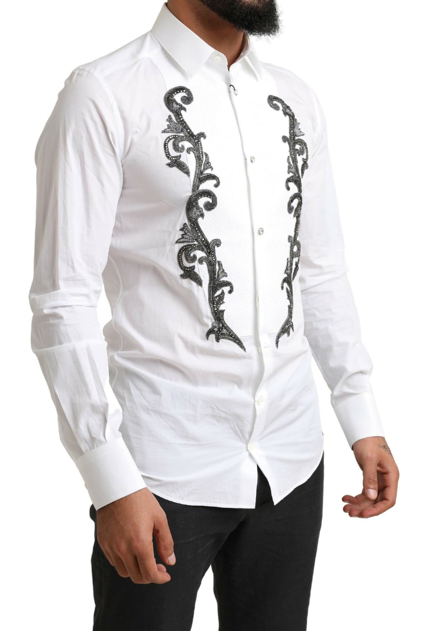 Camisa de esmoquin de corte entallado de diseñador italiano