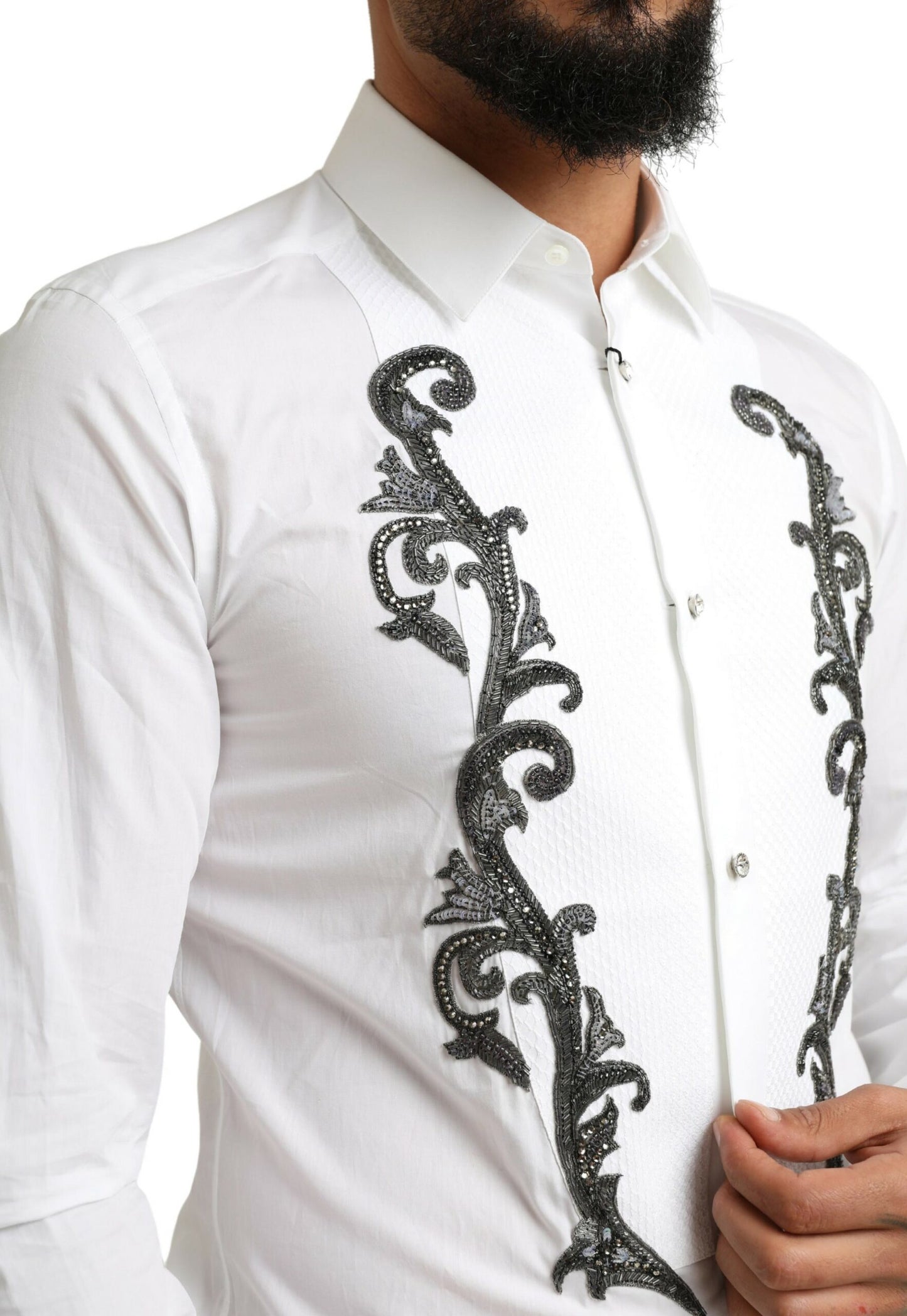 Camisa de esmoquin de corte entallado de diseñador italiano