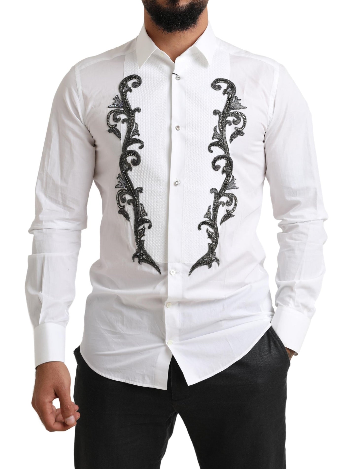 Camisa de esmoquin de corte entallado de diseñador italiano