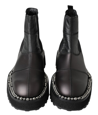 Botas negras elegantes con tacón elástico hasta el tobillo