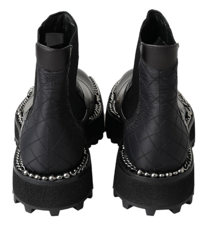Botas negras elegantes con tacón elástico hasta el tobillo