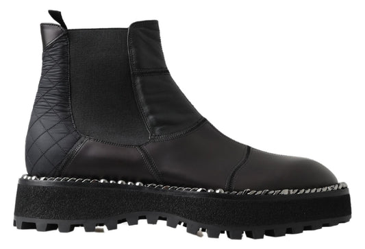 Botas negras elegantes con tacón elástico hasta el tobillo
