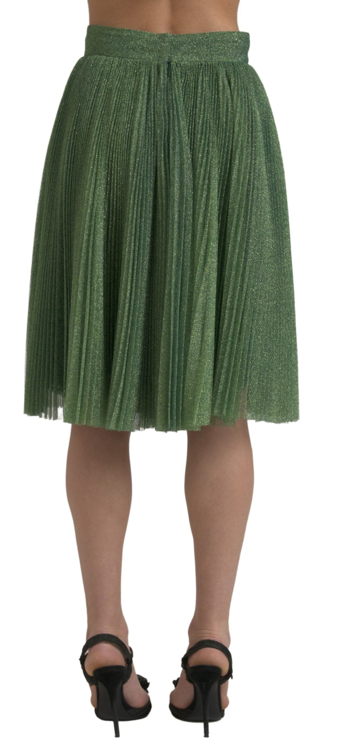 Encantadora falda plisada de corte A en color verde metalizado