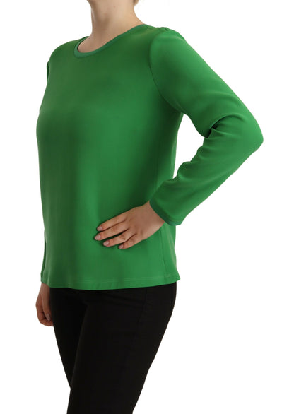 Elegante suéter de seda de manga larga en verde intenso