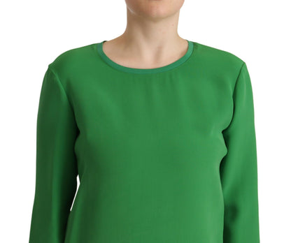 Elegante suéter de seda de manga larga en verde intenso