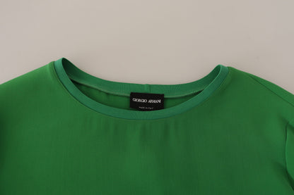 Elegante suéter de seda de manga larga en verde intenso