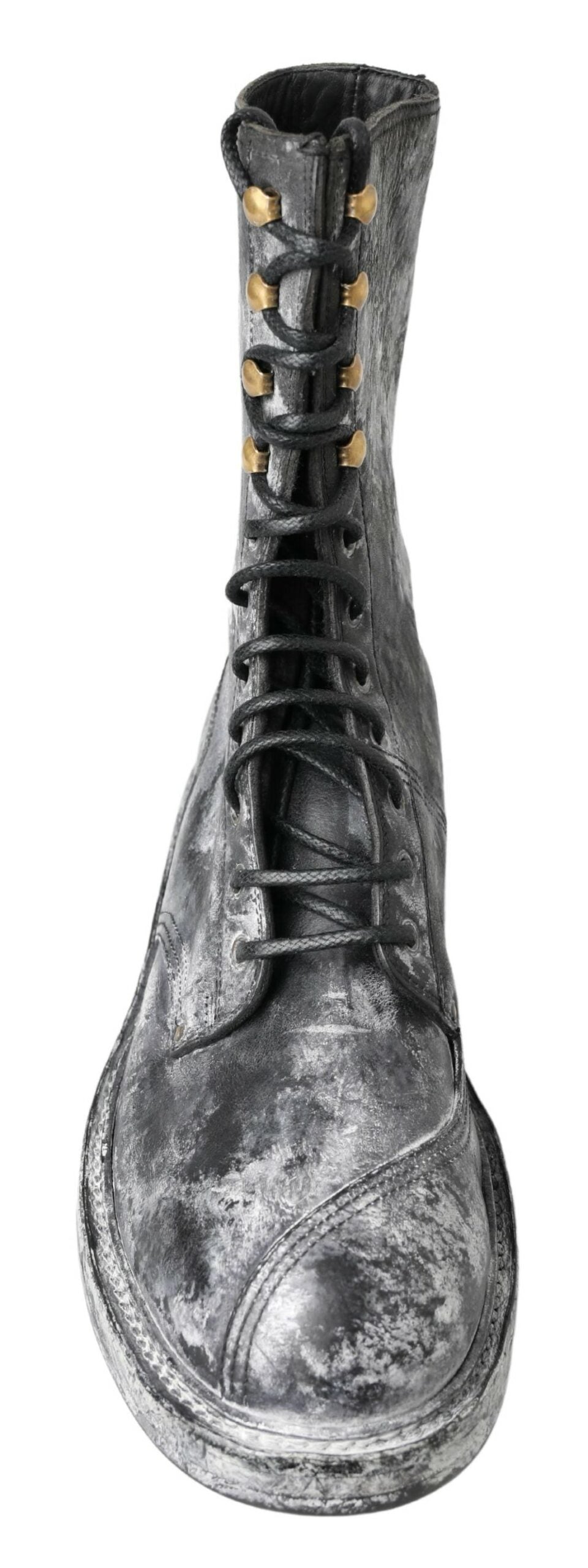 Botas negras elegantes con cordones y desvanecimiento en blanco y gris