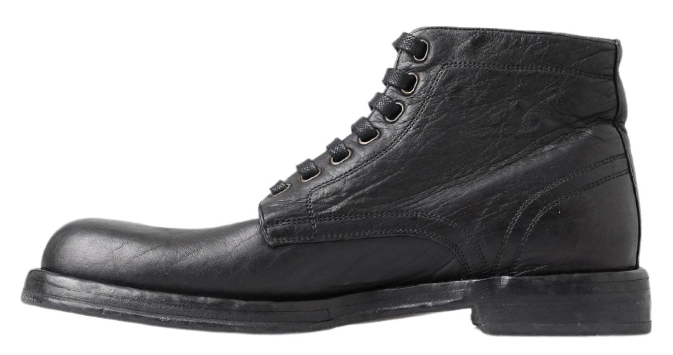 Botas de cuero negras con cordones Equisite