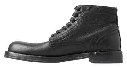 Botas de cuero negras con cordones Equisite