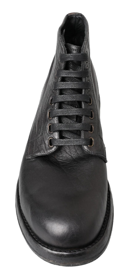 Botas de cuero negras con cordones Equisite