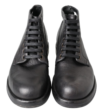 Botas de cuero negras con cordones Equisite
