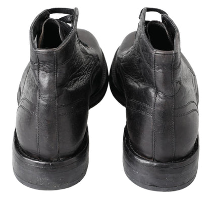 Botas de cuero negras con cordones Equisite