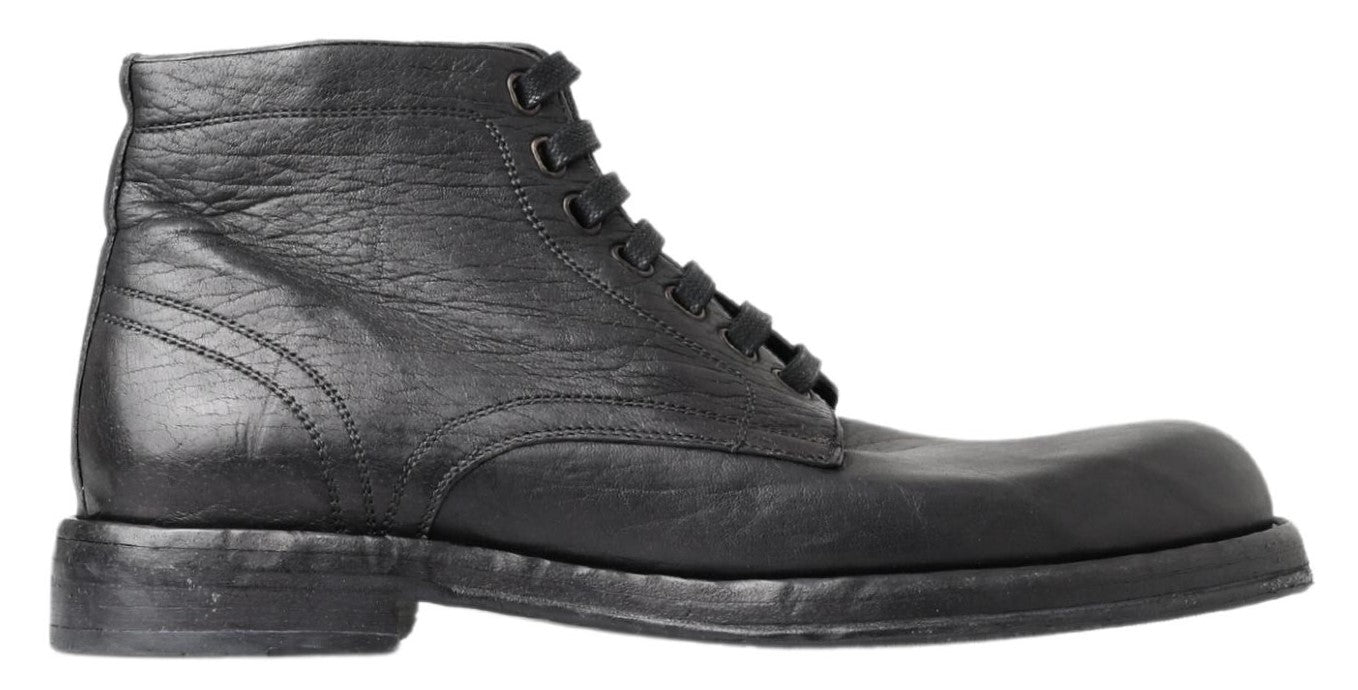 Botas de cuero negras con cordones Equisite